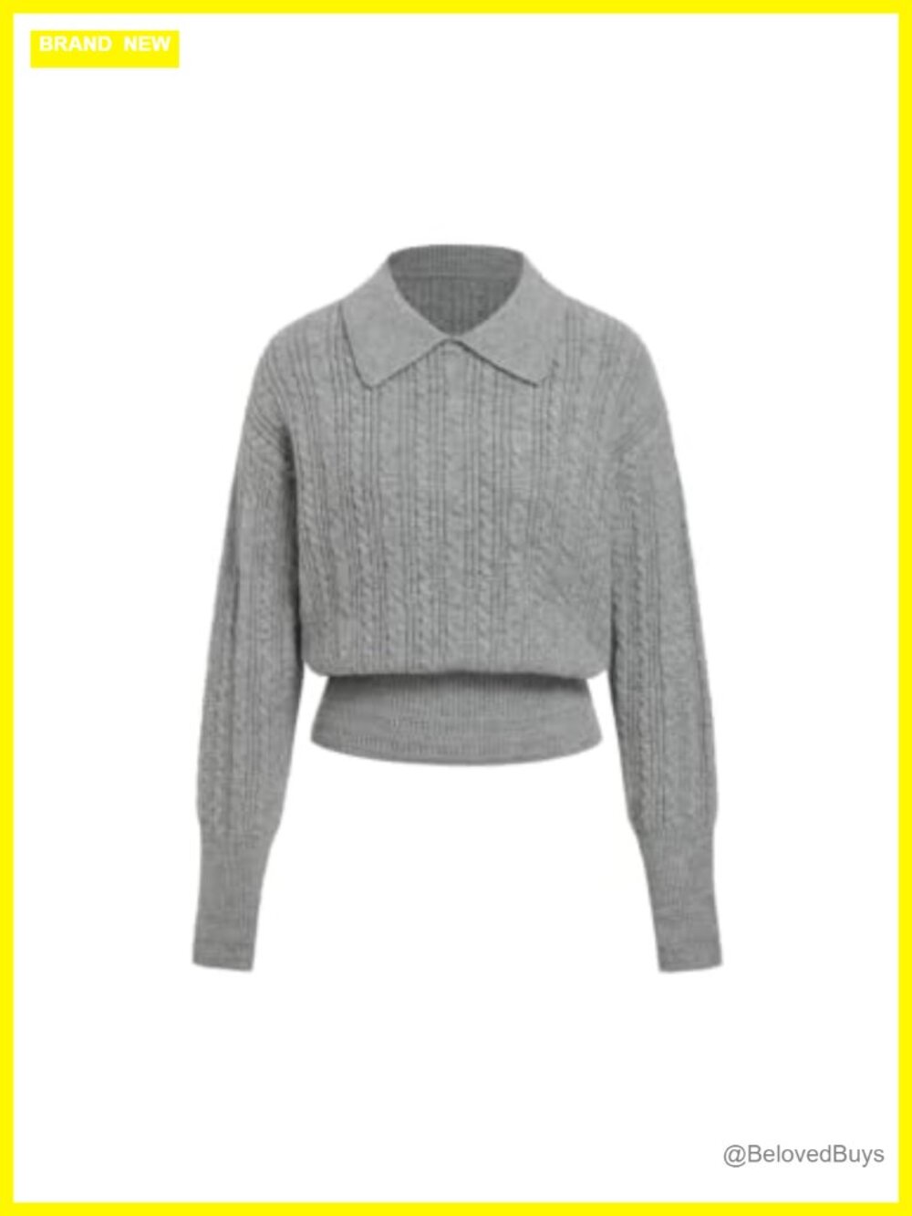 CIDER Cable Knit Cropped Sweater Wool Blend Women's Long Sleeve Pullover